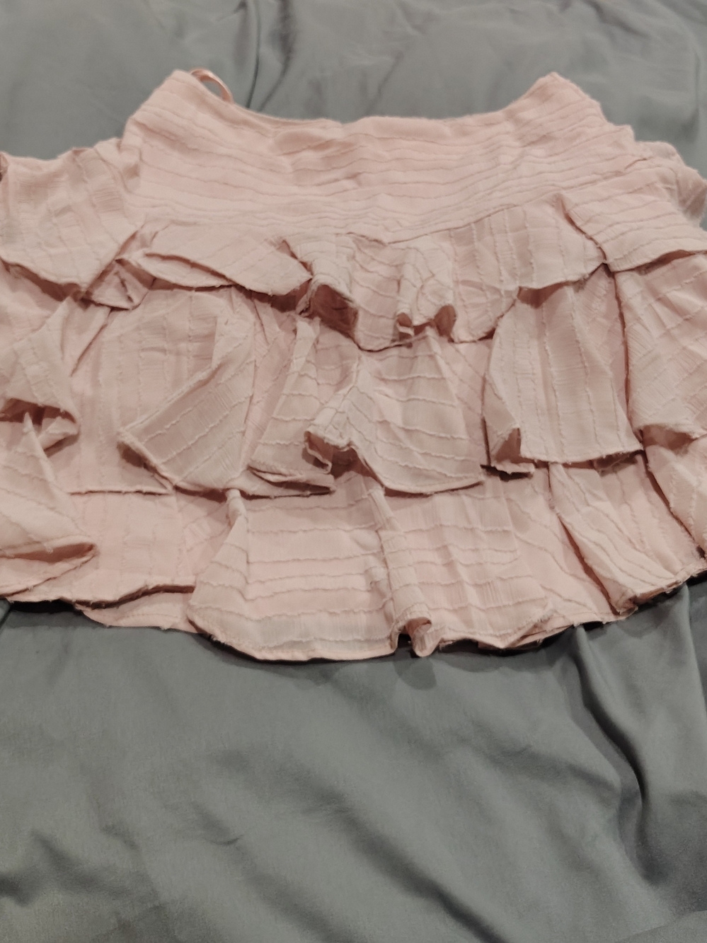 Indikah Layered Ruffle Mini Skirt - Blush Pink